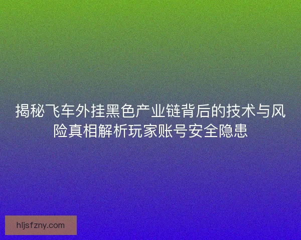 揭秘飞车外挂黑色产业链背后的技术与风险真相解析玩家账号安全隐患