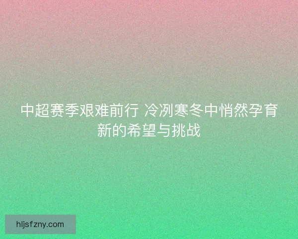 中超赛季艰难前行 冷冽寒冬中悄然孕育新的希望与挑战
